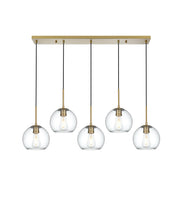 Elegant Lighting - LD2228SG - Five Light Pendant - Baxter - Satin Gold and Clear