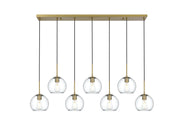 Elegant Lighting - LD2230SG - Seven Light Pendant - Baxter - Satin Gold and Clear
