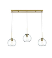 Elegant Lighting - LD2236SG - Three Light Pendant - Baxter - Satin Gold and Clear