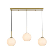 Elegant Lighting - LD2237SG - Three Light Pendant - Baxter - Satin Gold and Frosted white