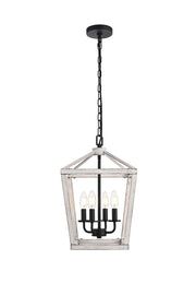Elegant Lighting - LD511H20WG - Four Light Pendant - Gage - Weathered White and Black