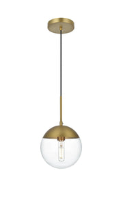 Elegant Lighting - LD6027SG - One Light Pendant - Eclipse - Satin Gold and Clear