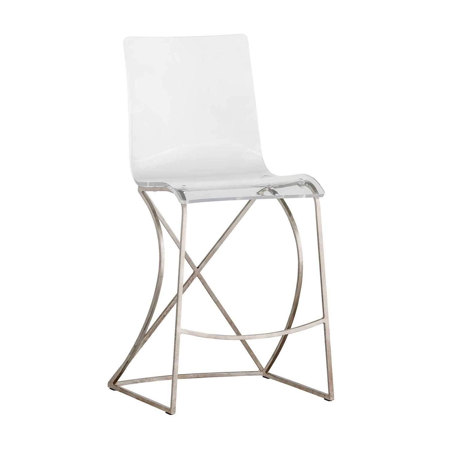 Gabby - SCH-151385 - Counter Height Stool - Johnson - Antique Silver|Clear Acrylic