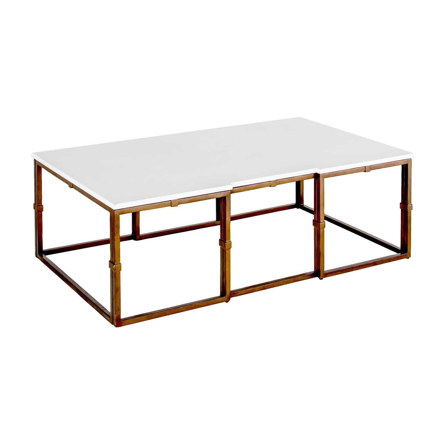 Gabby - SCH-151580 - Coffee Table - Stevens - Antique Textured Gold|White Seagrass|Clear Resin