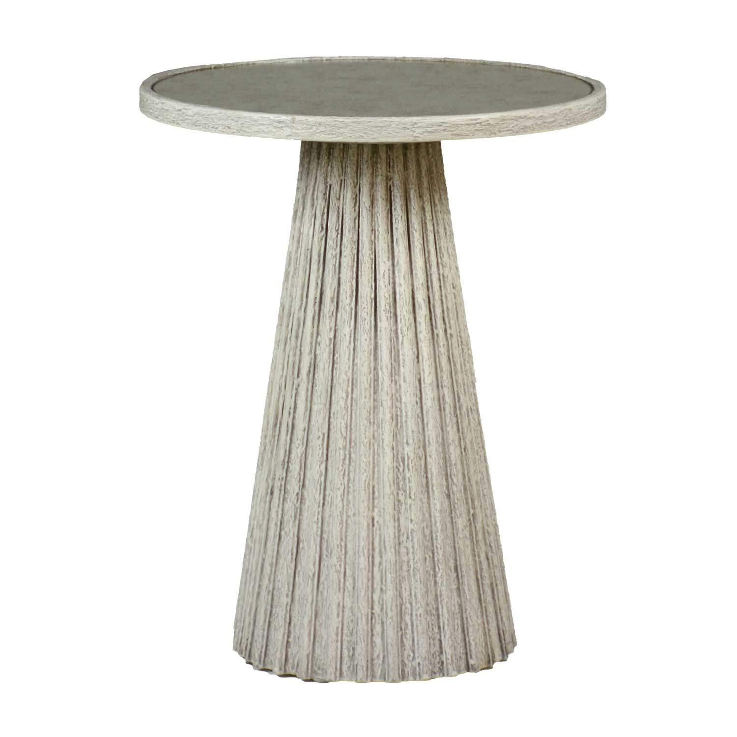 Gabby - SCH-153900 - Side Table - Kingsley - Textured Distressed Antique White|Antique Mirror