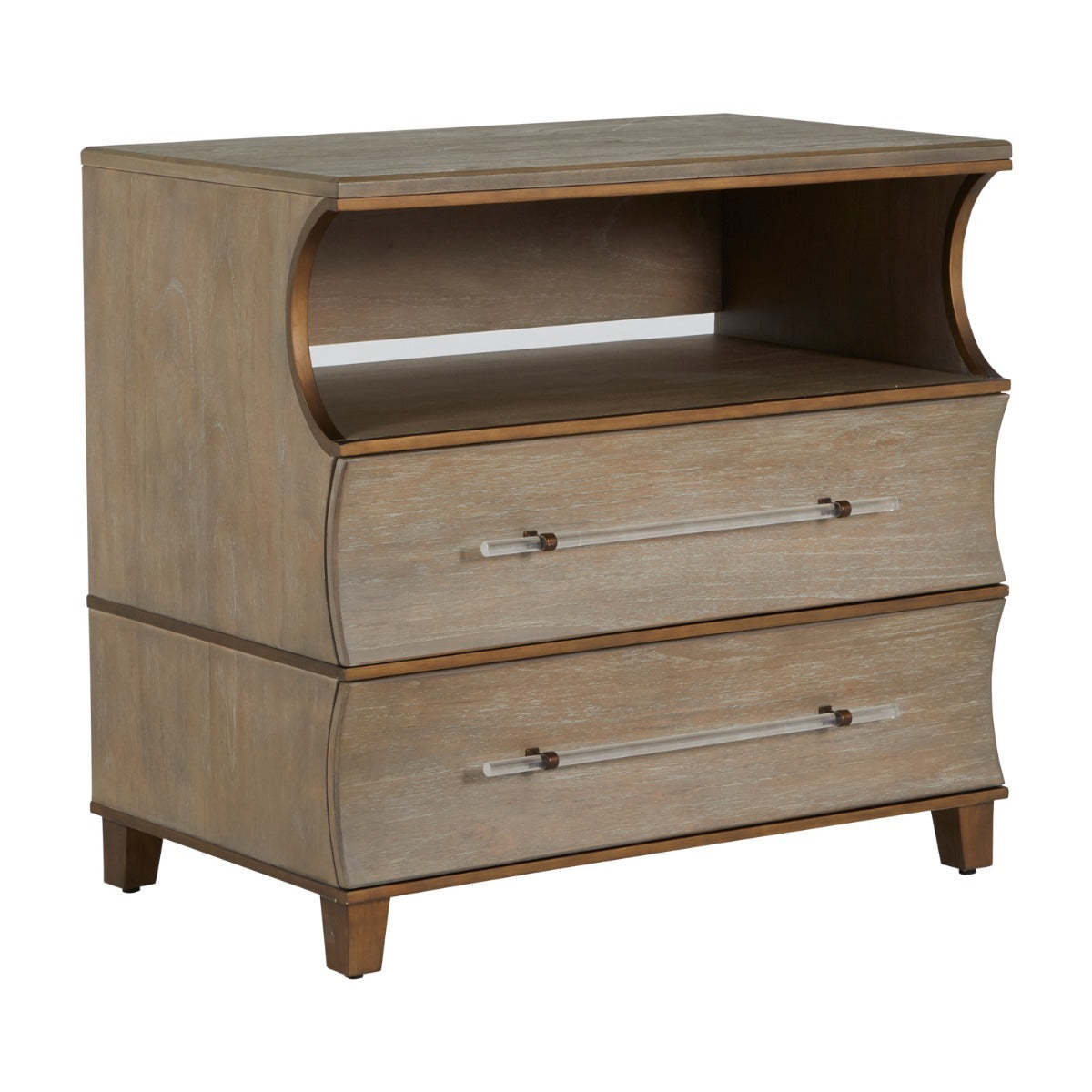 Gabby - SCH-168210 - Nightstand - Evonne - Cerused Natural Gray|Antique Bronze|Clear Acrylic