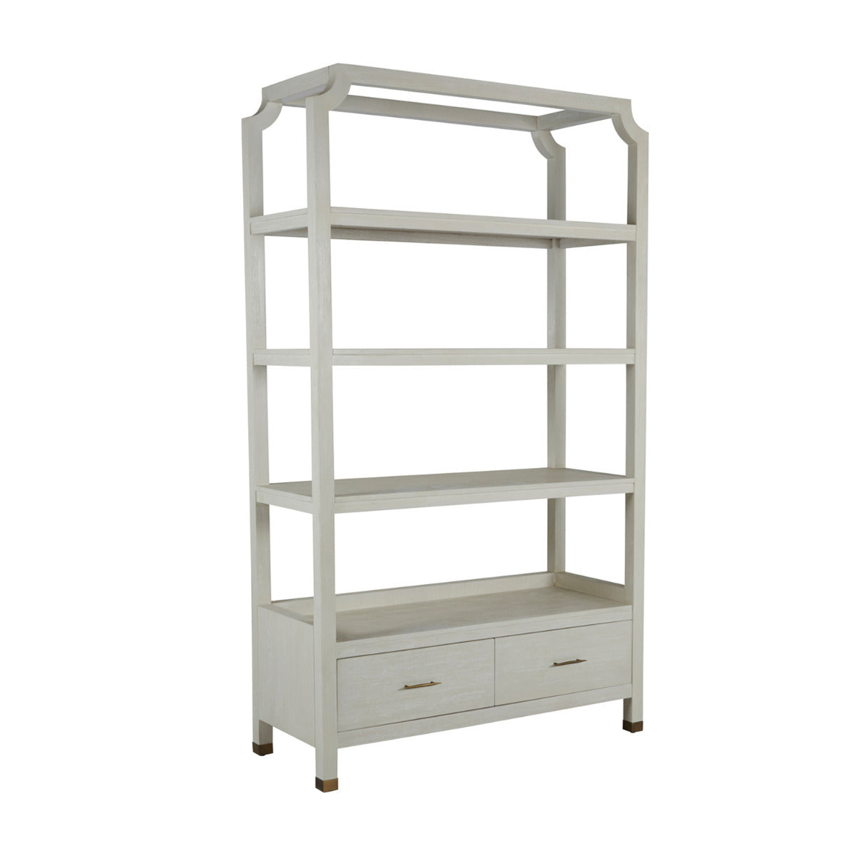 Gabby - SCH-169295 - Bookcase - Crest - Cerused White|Stained Brass