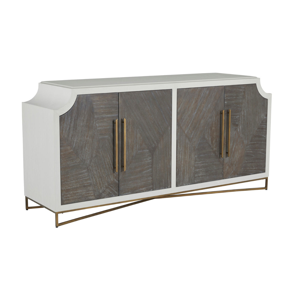Gabby - SCH-169305 - Cabinet - Kirsten - Cerused White|Cerused Coal|Stained Brass