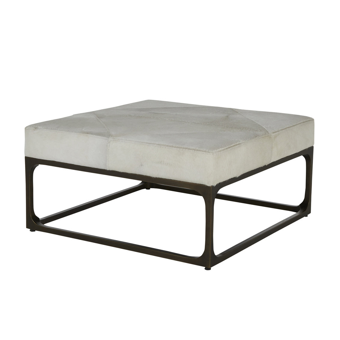 Gabby - SCH-169330 - Ottoman - Melanie - Natural Ivory Hide|Antique Dark Bronze
