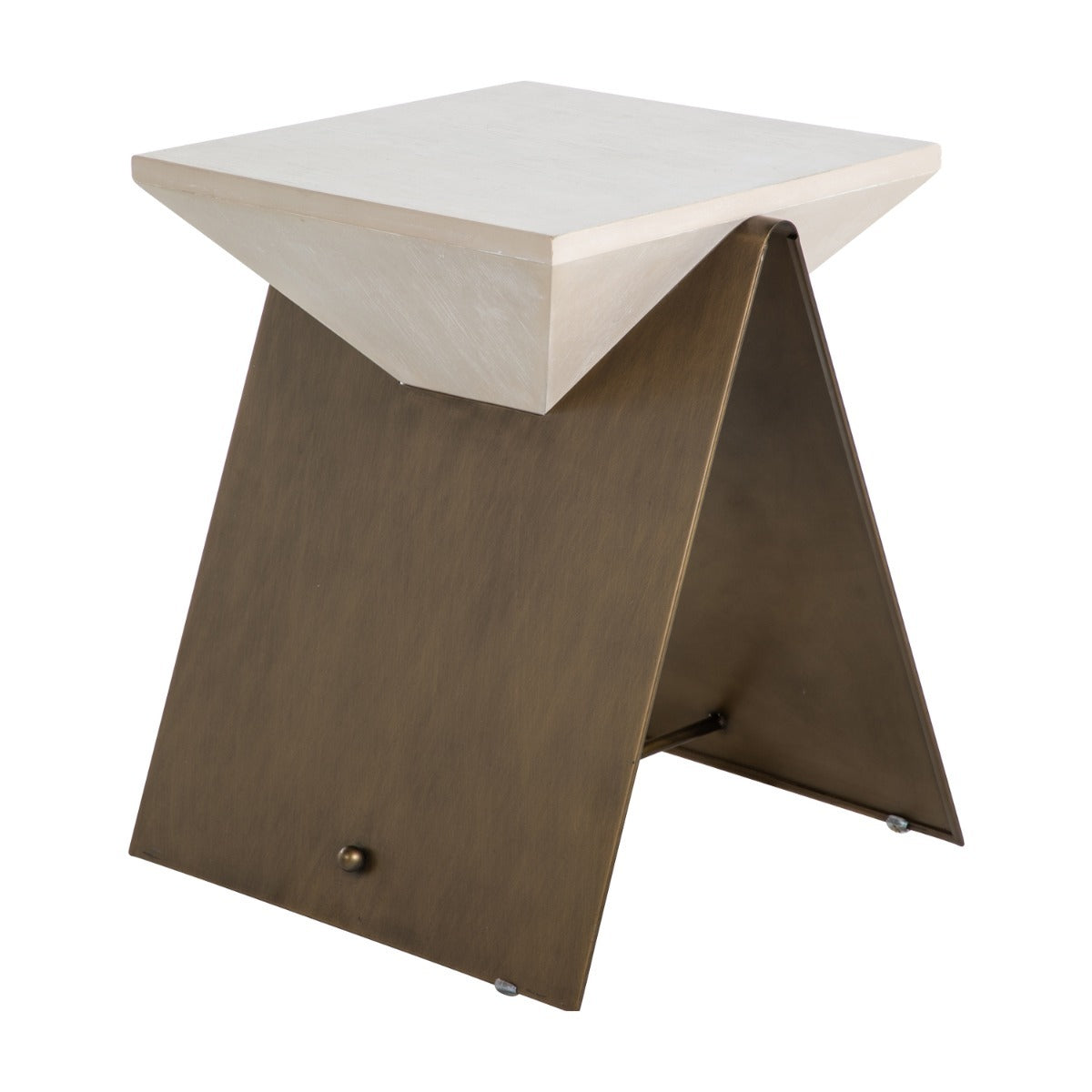 Gabby - SCH-170115 - Side Table - Cornet - Cerused White|Brushed Brass