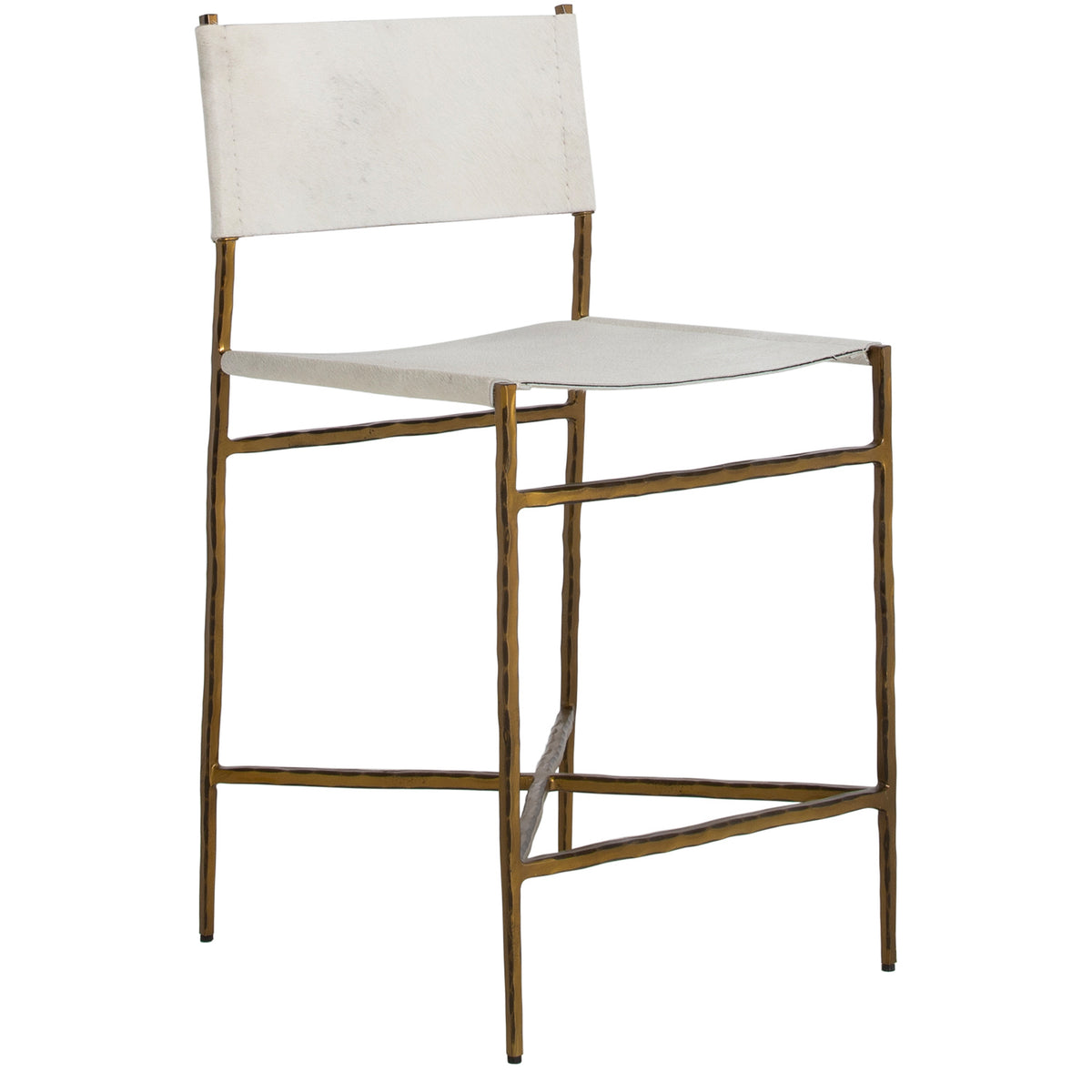 Gabby - SCH-175164 - Counter Stool - Landon - Antique Aged Brass|Natural Ivory Hide