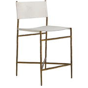 Gabby - SCH-175164 - Counter Stool - Landon - Antique Aged Brass|Natural Ivory Hide