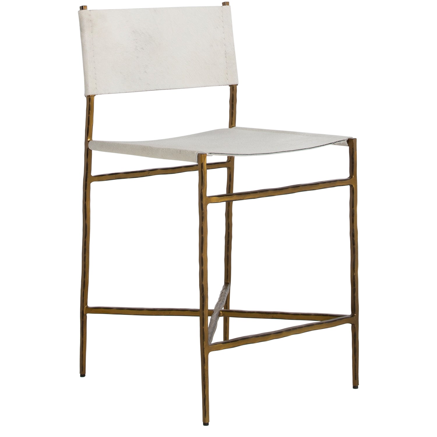 Gabby - SCH-175164 - Counter Stool - Landon - Antique Aged Brass|Natural Ivory Hide