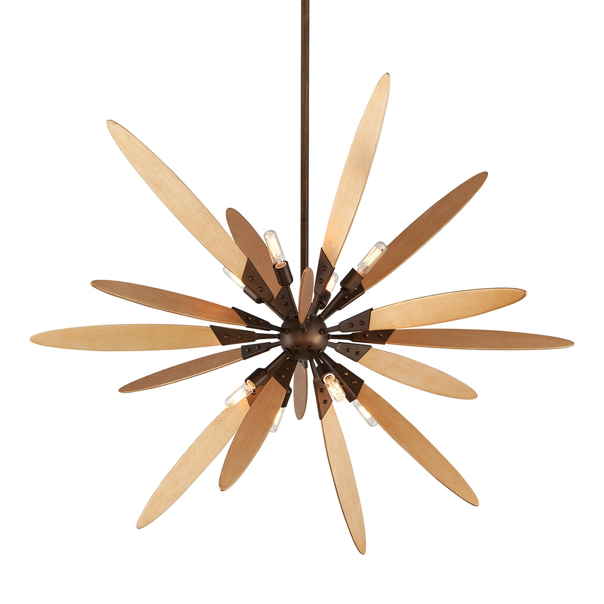 Troy Lighting - F5276-DF/ST - Eight Light Chandelier - Dragonfly - Dragofly Bronze / Satin Leaf