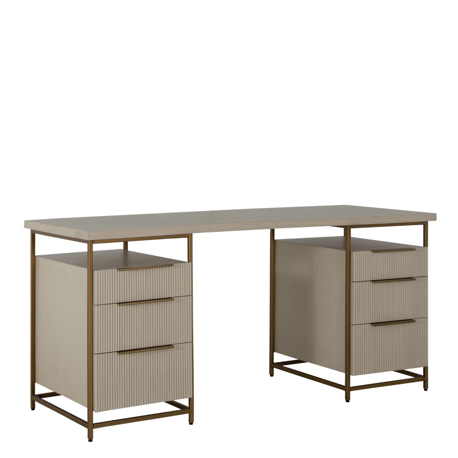 Gabby - SCH-175504 - Desk - Rowen - Sesame White|Brushed Brass