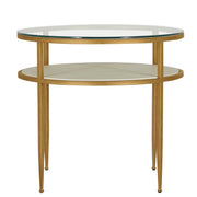 Gabby - SCH-175768 - Side Table - Constance - White Leather|Antique Brass Leaf