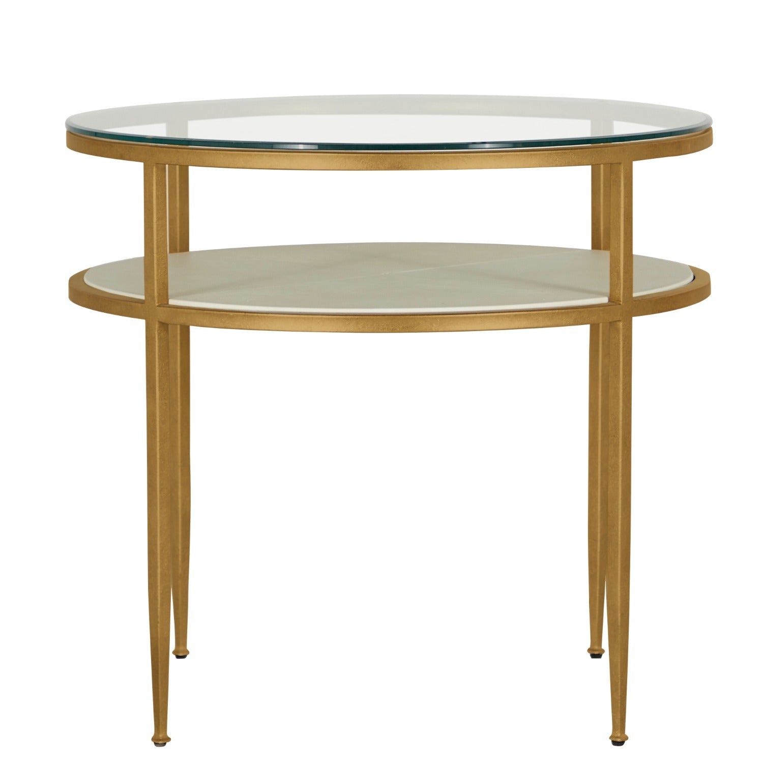 Gabby - SCH-175768 - Side Table - Constance - White Leather|Antique Brass Leaf