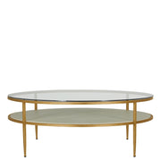 Gabby - SCH-175789 - Coffee Table - Constance - White Leather|Antique Brass Leaf