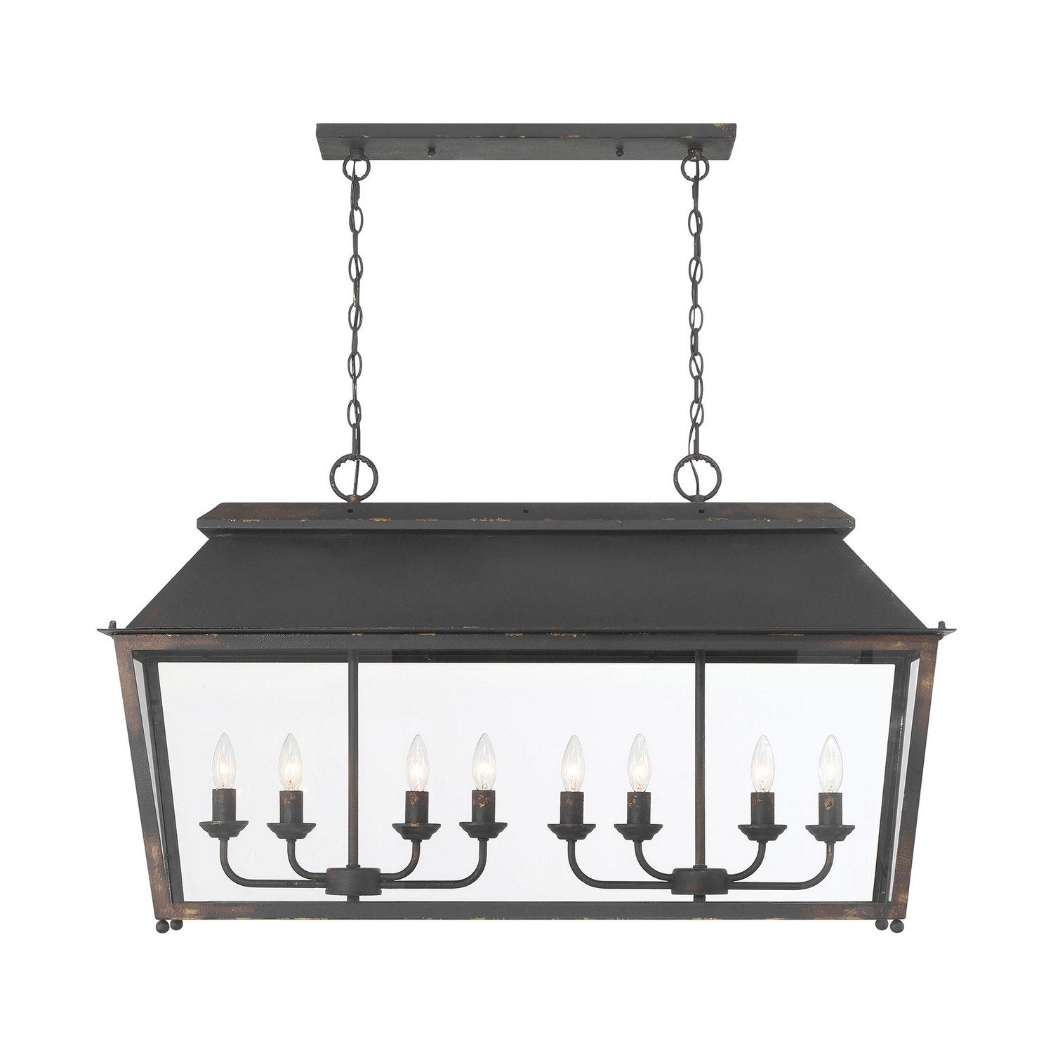 Golden - 0804-LP ABI - Eight Light Linear Pendant - Abingdon - Antique Black Iron
