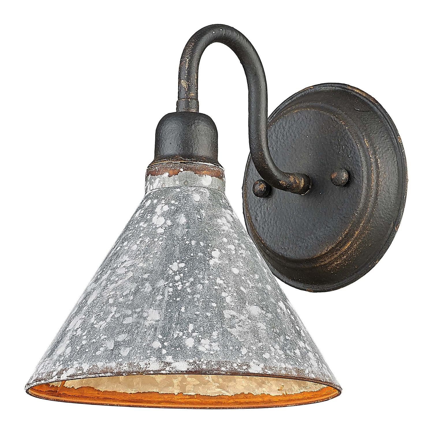 Golden - 0877-1W ABI-GV - One Light Wall Sconce - Jasper - Antique Black Iron