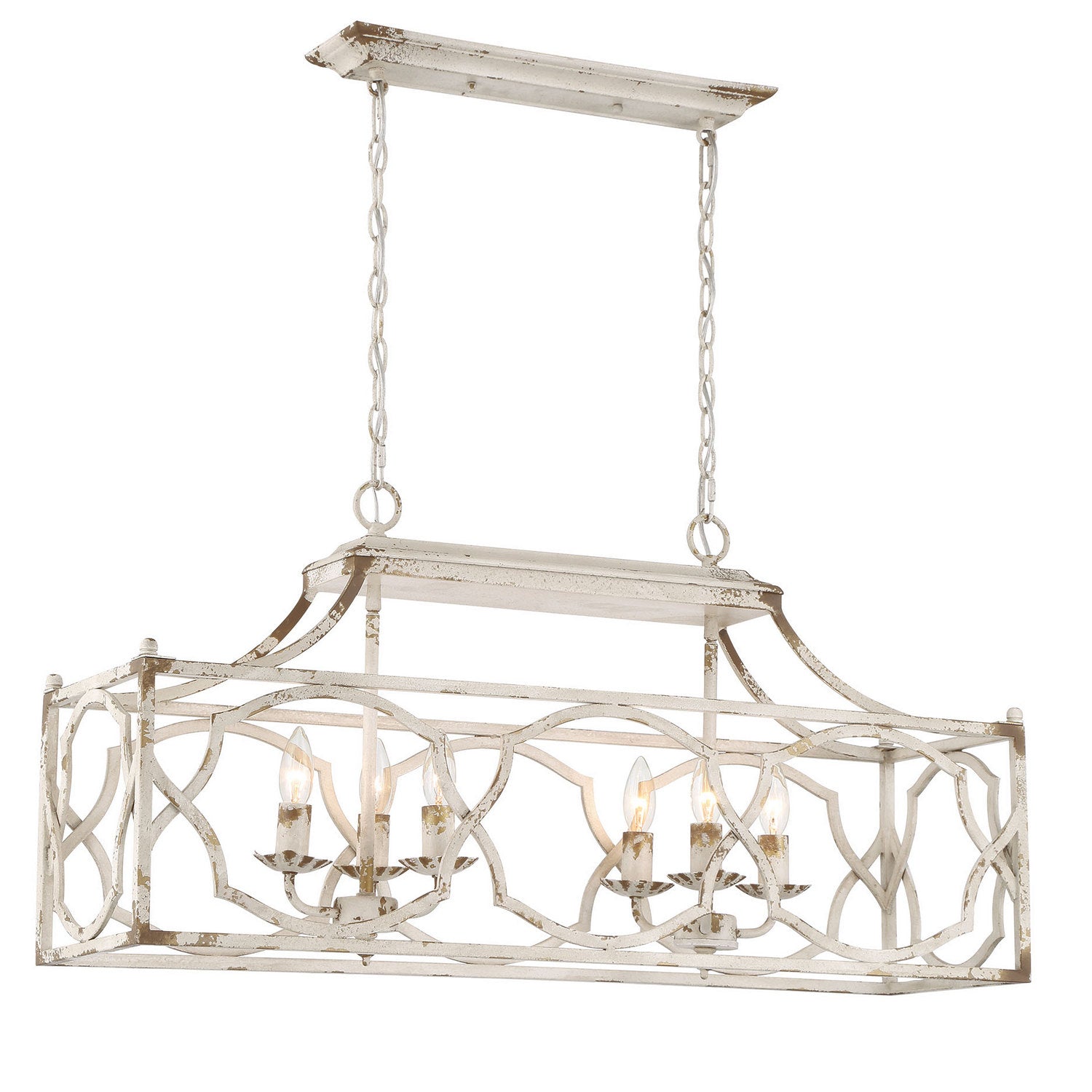 Golden - 0885-LP AI - Six Light Linear Pendant - Laurent - Antique Ivory