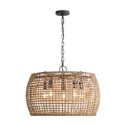 Golden - 3000-5P NB-MAW - Five Light Pendant - Weavelight - Natural Black