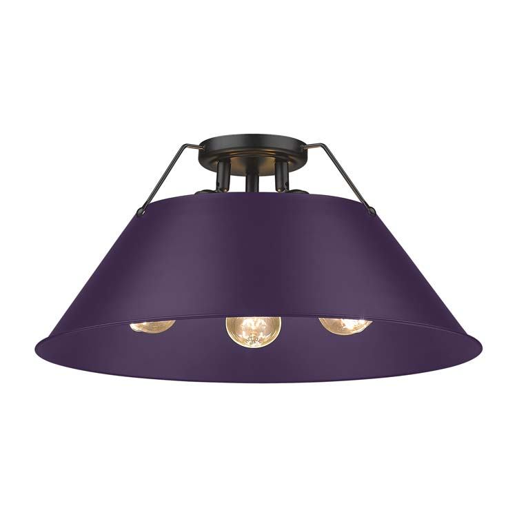 Golden - 3306-3FM BLK-EP - Three Light Flush Mount - Orwell - Matte Black