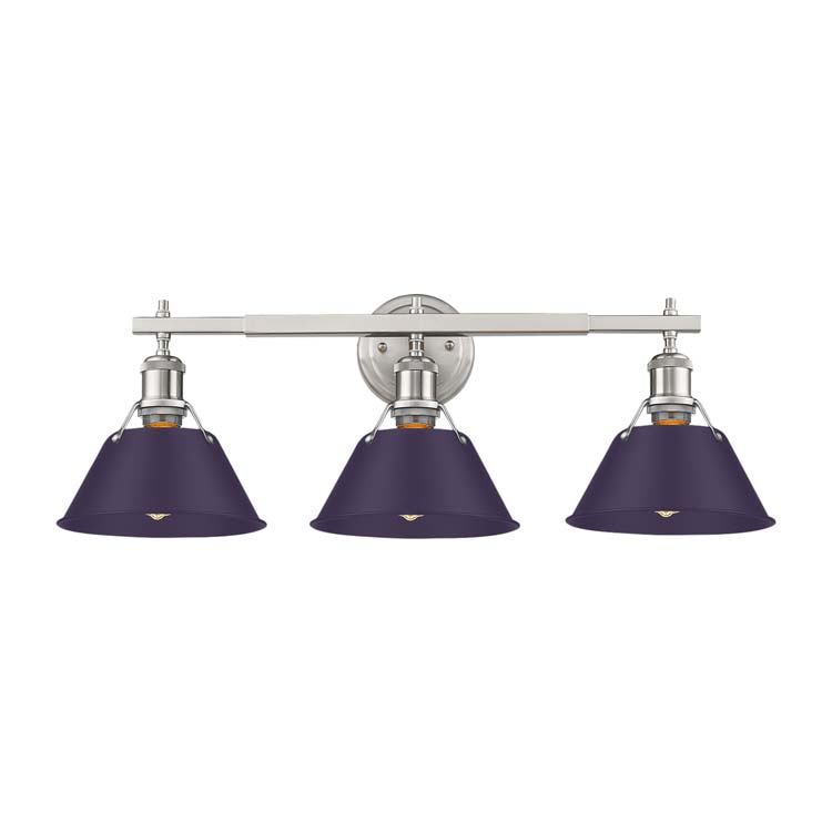 Golden - 3306-BA3 PW-EP - Three Light Vanity - Orwell - Pewter