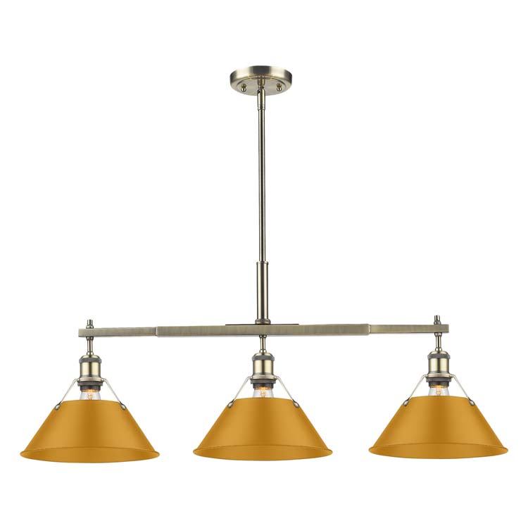 Golden - 3306-LP AB-AY - Three Light Linear Pendant - Orwell - Aged Brass