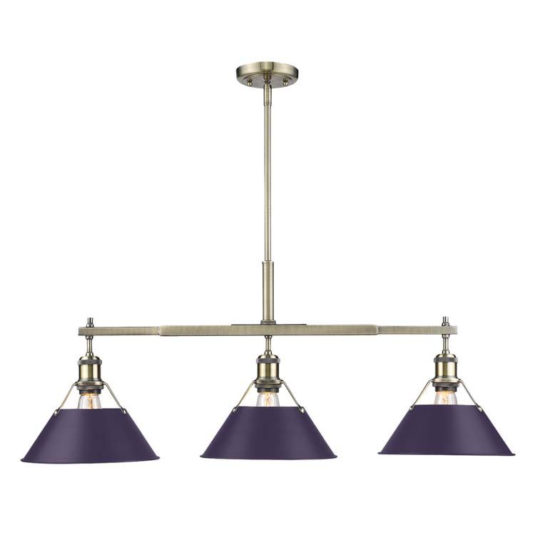 Golden - 3306-LP AB-EP - Three Light Linear Pendant - Orwell - Aged Brass