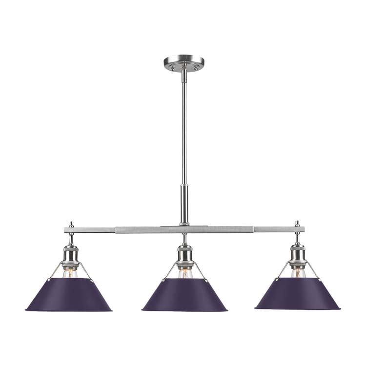Golden - 3306-LP PW-EP - Three Light Linear Pendant - Orwell - Pewter