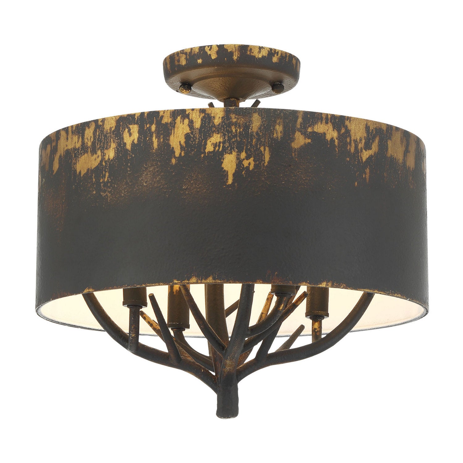 Golden - 4500-4SF ABI - Four Light Semi-Flush Mount - Arboreal - Antique Black Iron