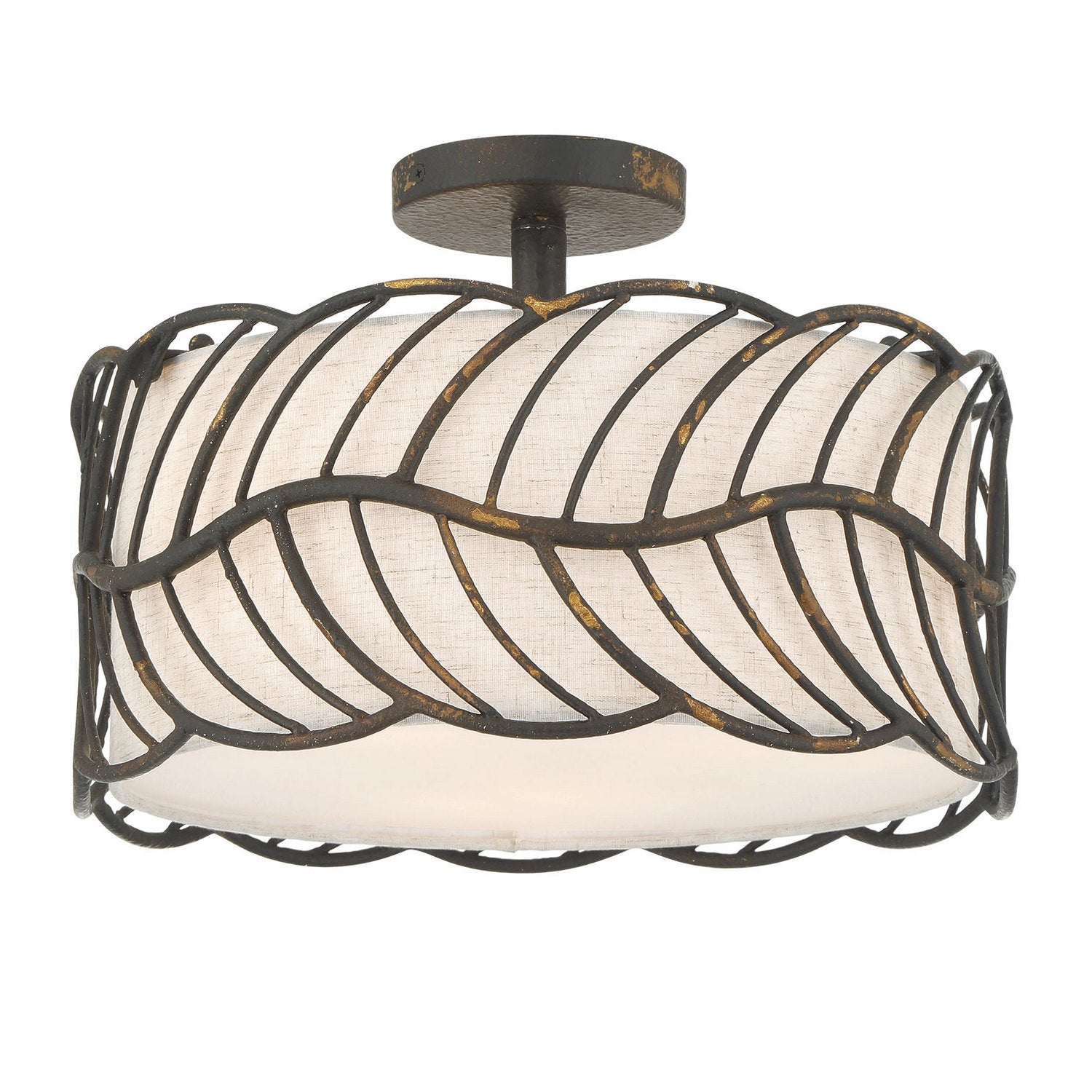 Golden - 4501-3SF ABI - Three Light Semi-Flush Mount - Simbolo - Antique Black Iron