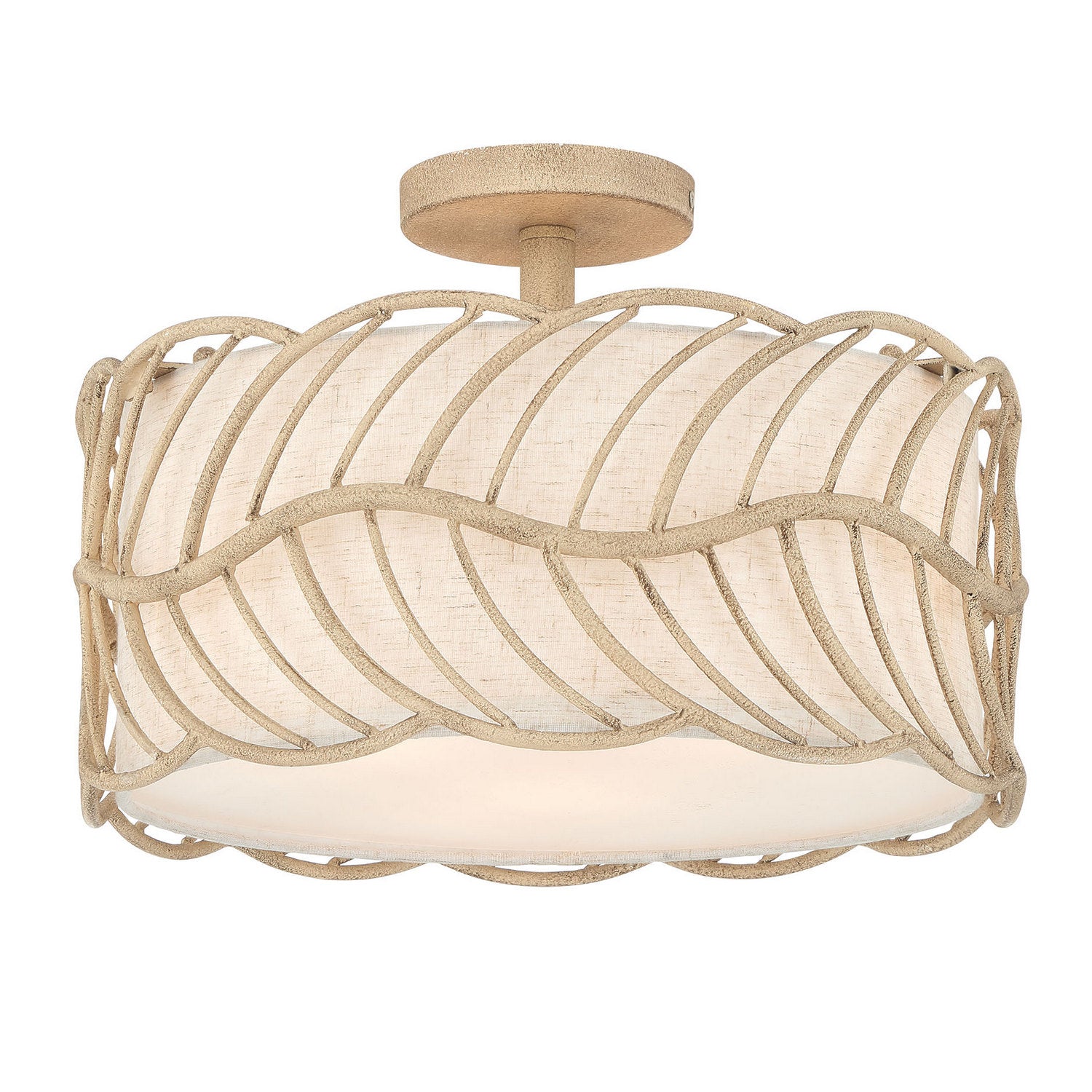 Golden - 4501-3SF AM - Three Light Semi-Flush Mount - Simbolo - Almond