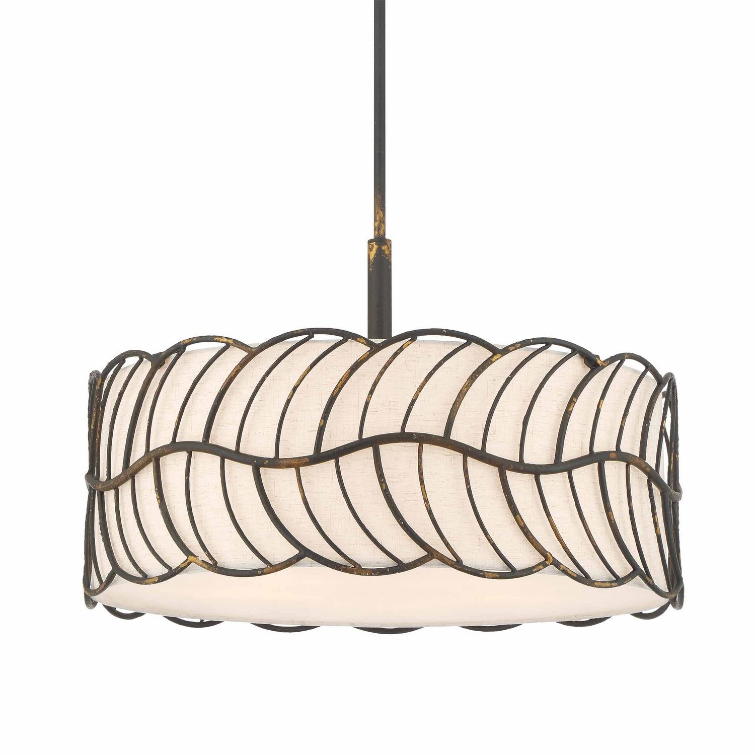 Golden - 4501-5P ABI - Five Light Pendant - Simbolo - Antique Black Iron