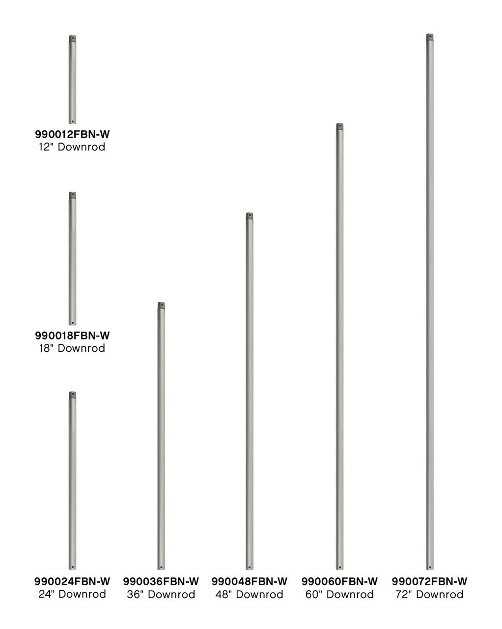 Hinkley - 990012FBN-W - Downrod - 12" Downrod - Brushed Nickel