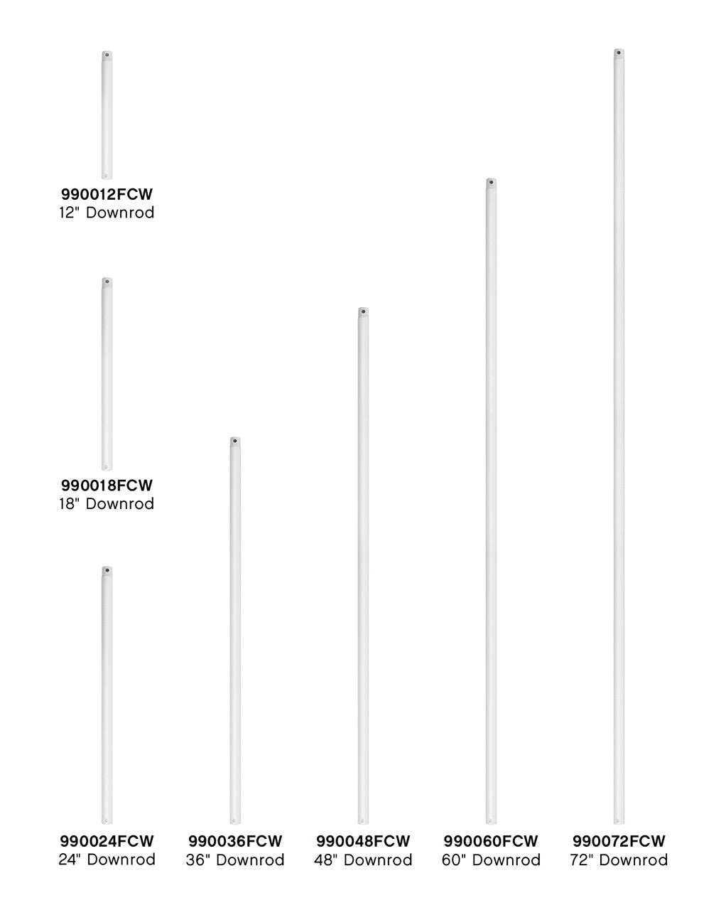 Hinkley - 990012FCW - Downrod - 12" Downrod - Chalk White
