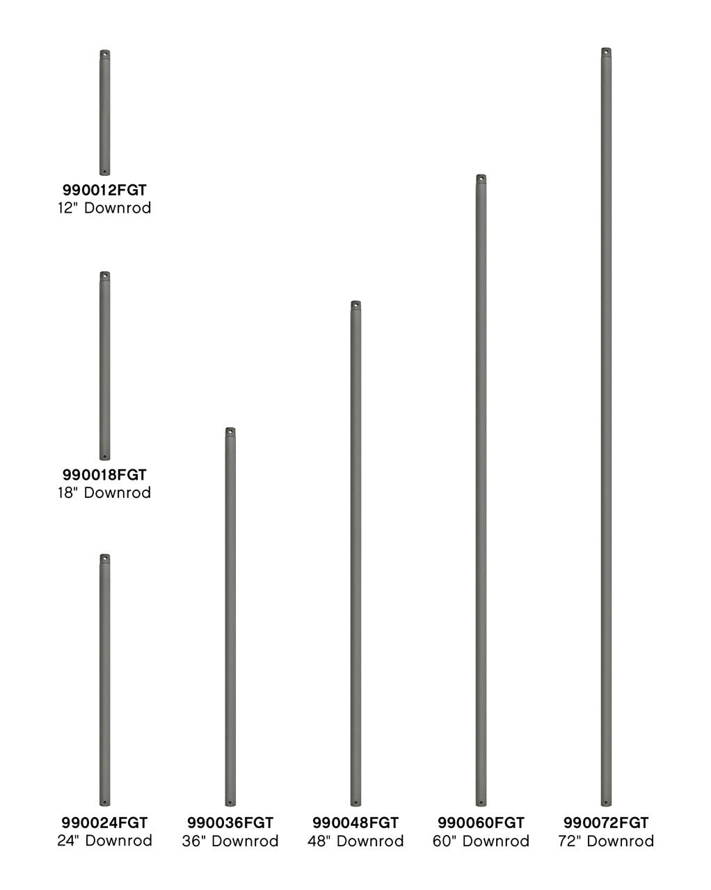 Hinkley - 990012FGT - Downrod - 12" Downrod - Graphite