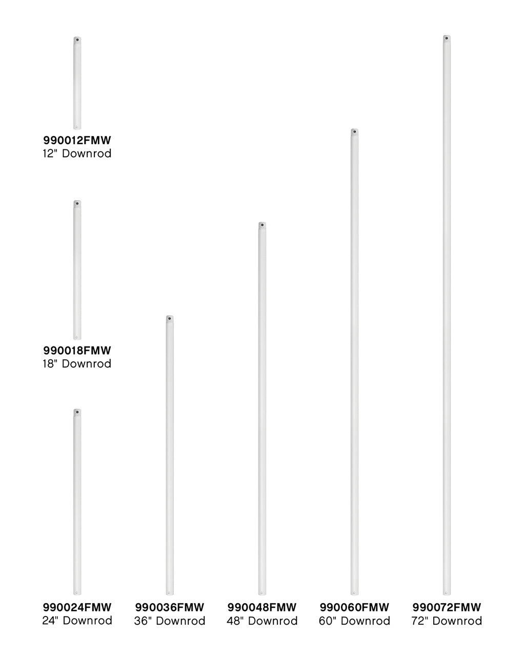 Hinkley - 990012FMW - Downrod - 12" Downrod - Matte White