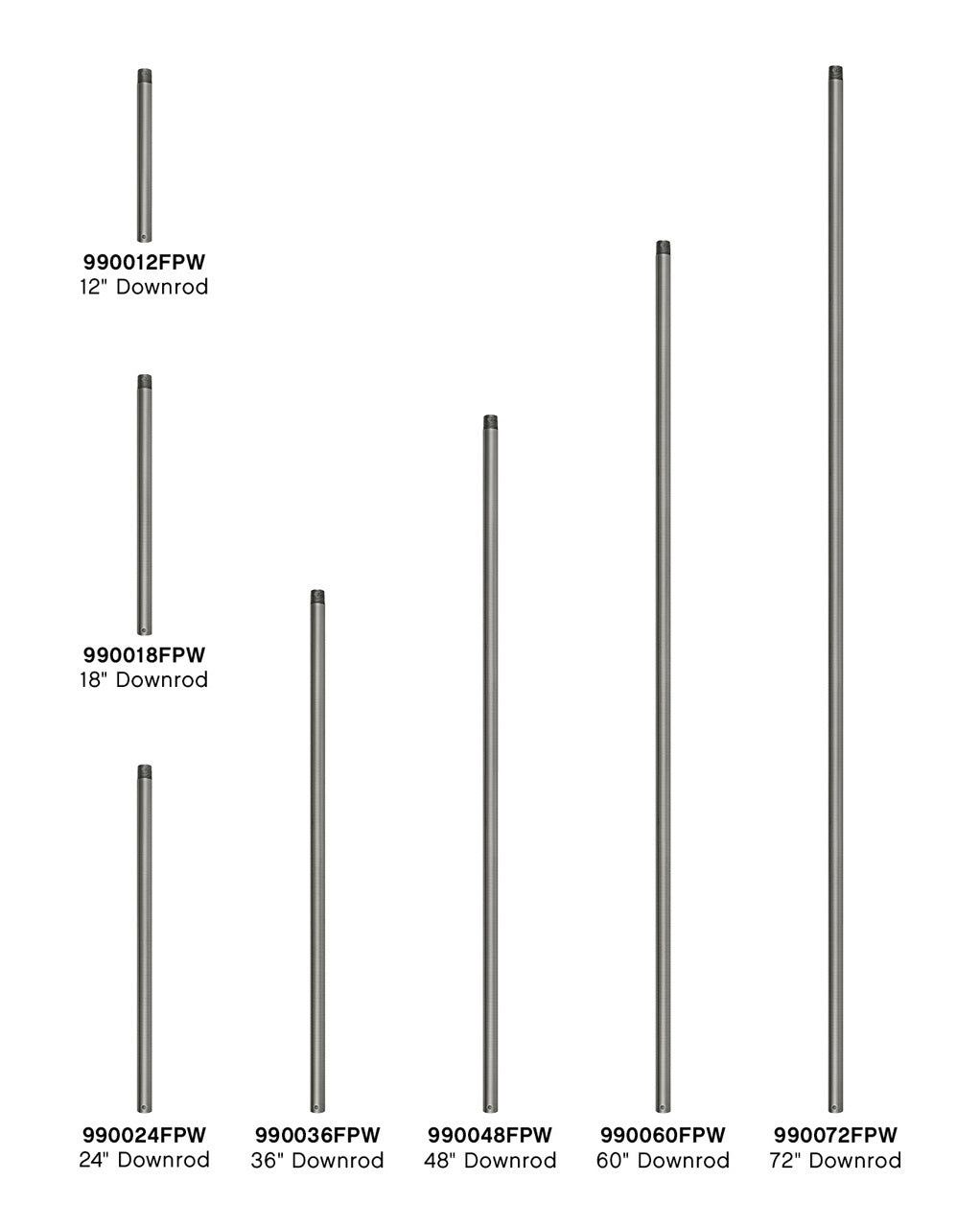 Hinkley - 990012FPW - Downrod - 12" Downrod - Pewter