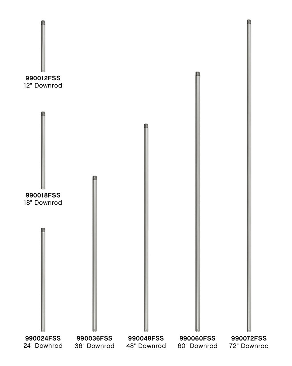 Hinkley - 990012FSS - Downrod - 12" Downrod - Satin Steel