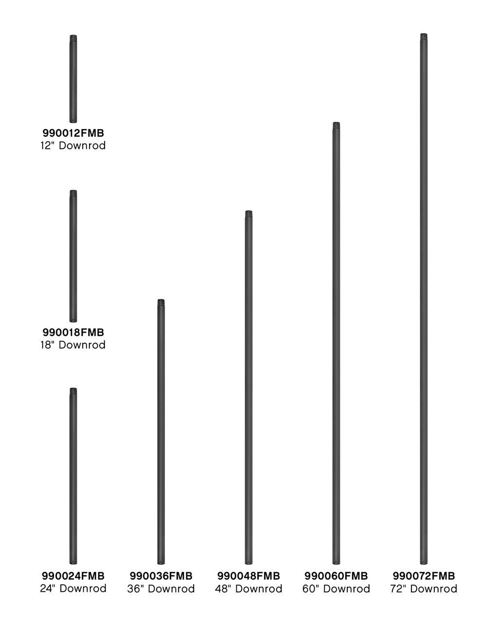Hinkley - 990072FMB - Downrod - 72" Downrod - Matte Black