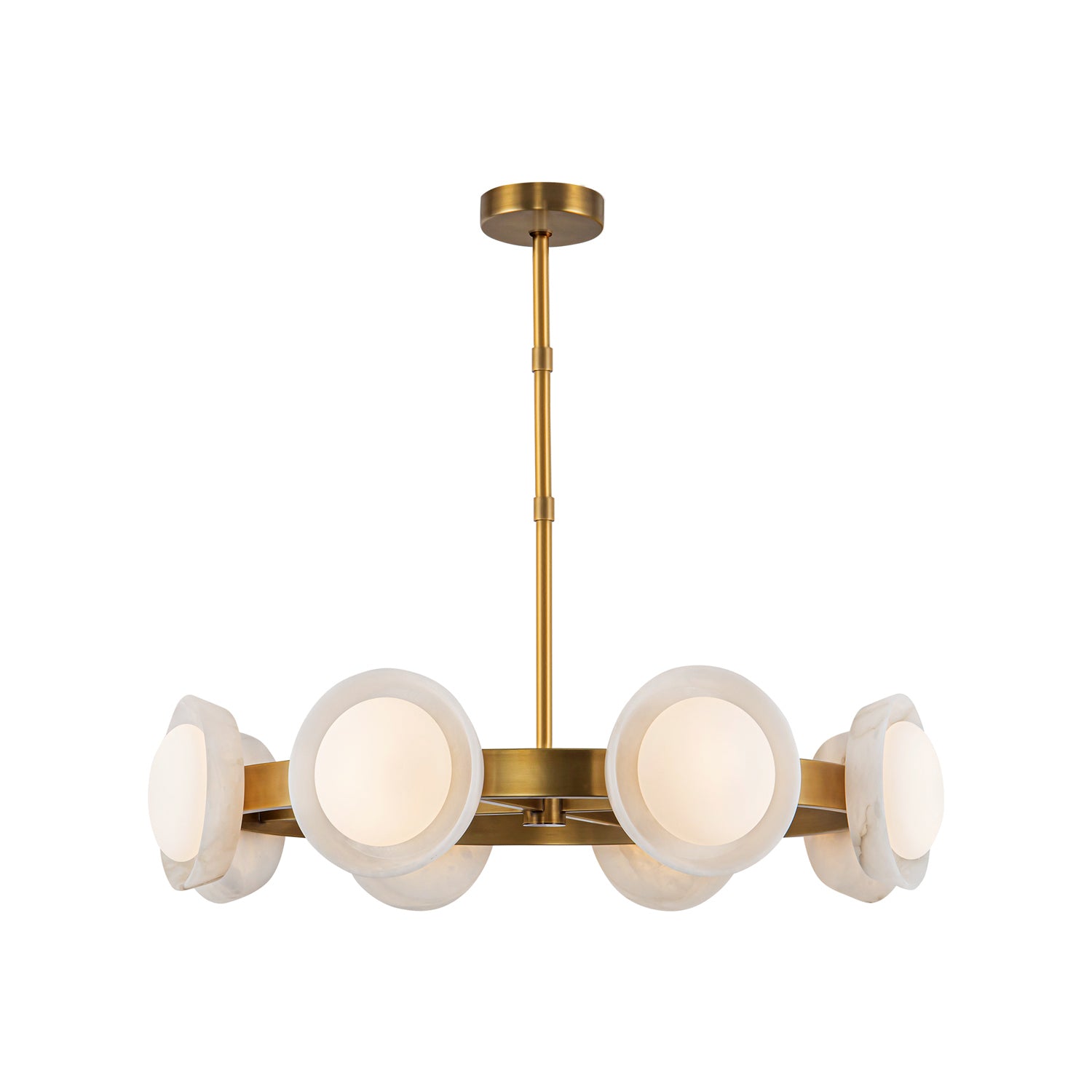 Alora - CH320837VBAR-UNV - LED Chandelier - Alonso - Vintage Brass/Alabaster