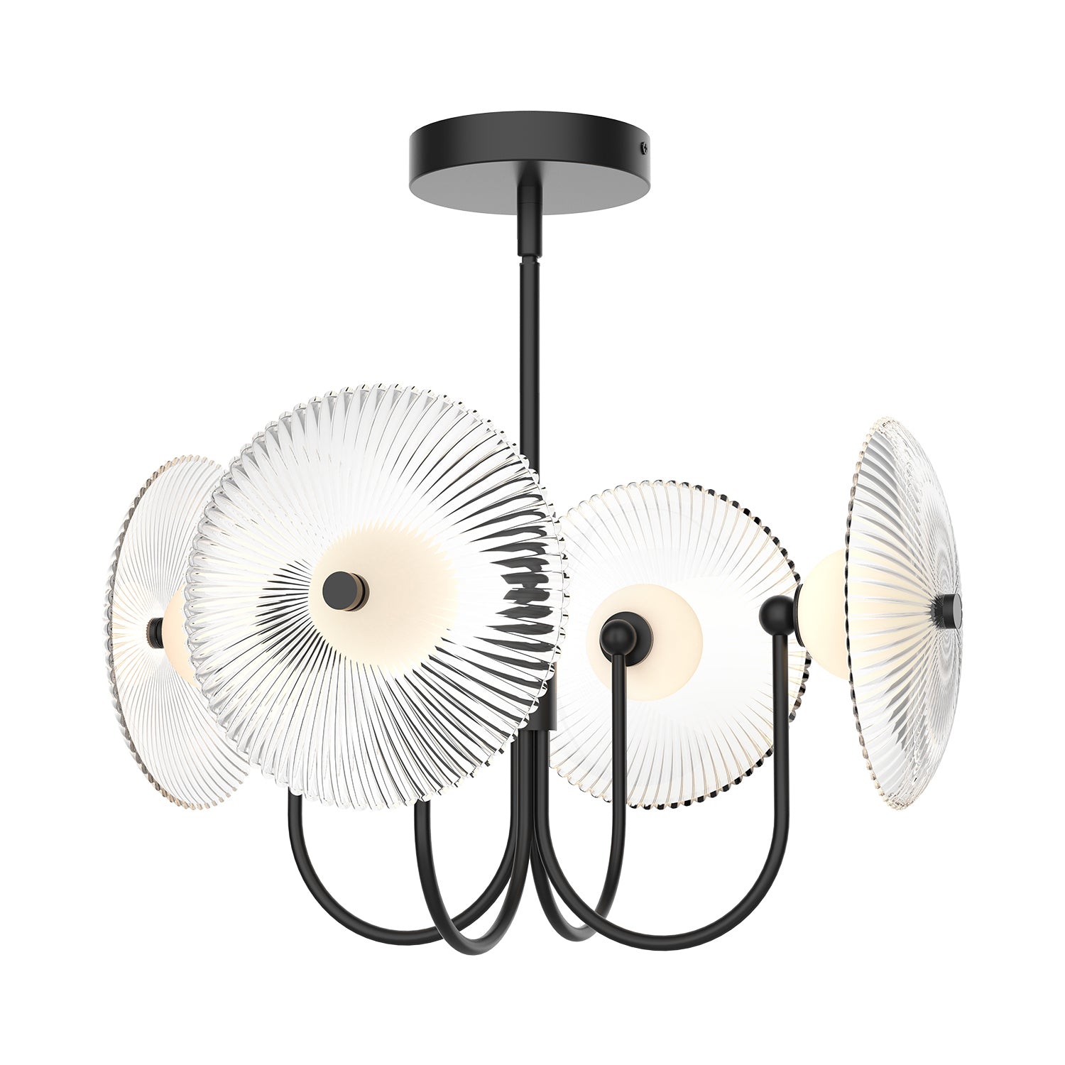 Alora - PD417904MBCR-UNV - LED Pendant - Hera - Matte Black/Clear Ribbed Glass