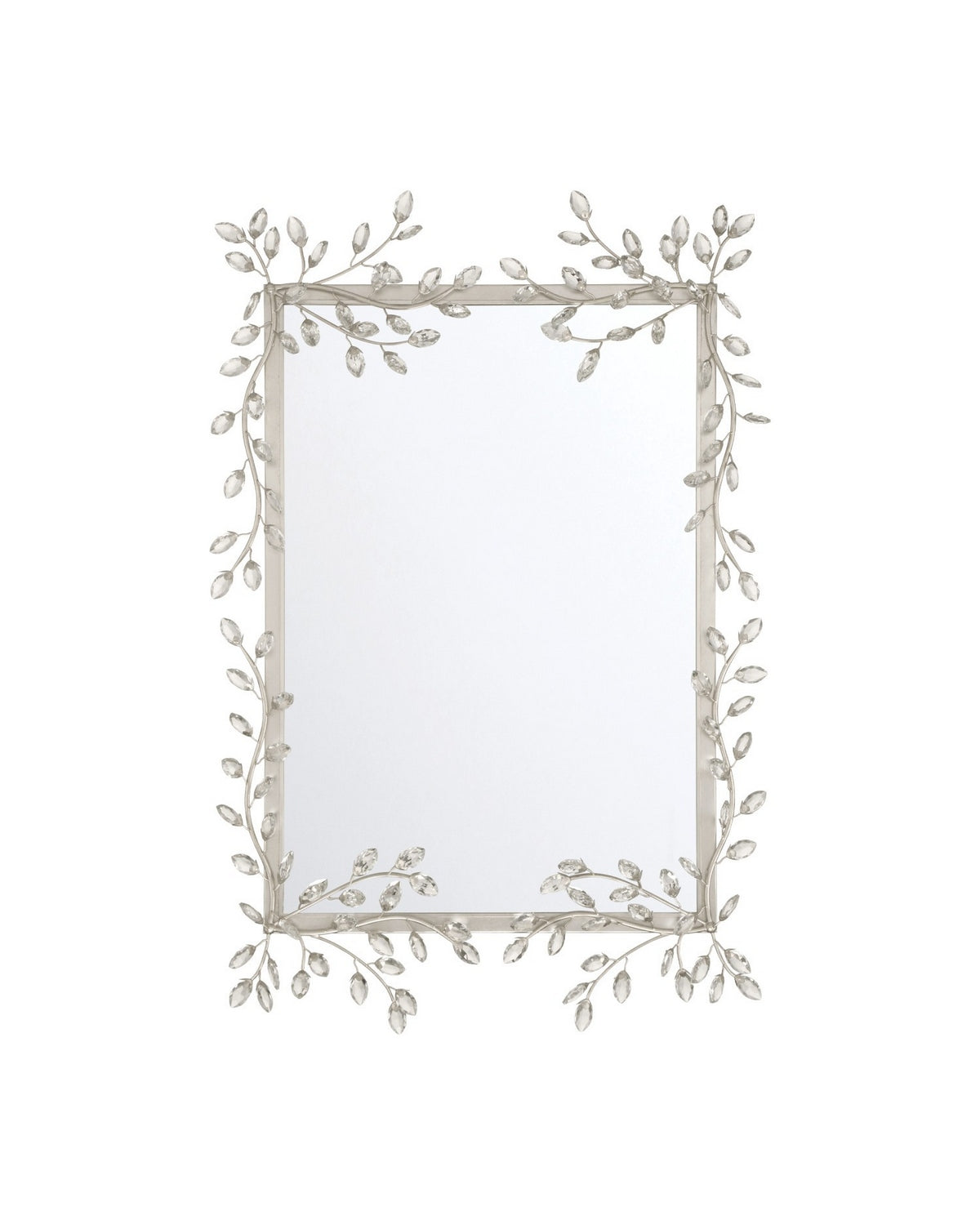 Currey and Company - 1000-0162 - Mirror - Forget-Me-Not - Clear/Silver Leaf
