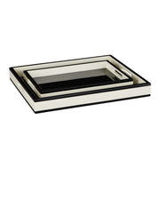 Currey and Company - 1200-1019 - Tray Set of 2 - Lacquer - Ivory/Black