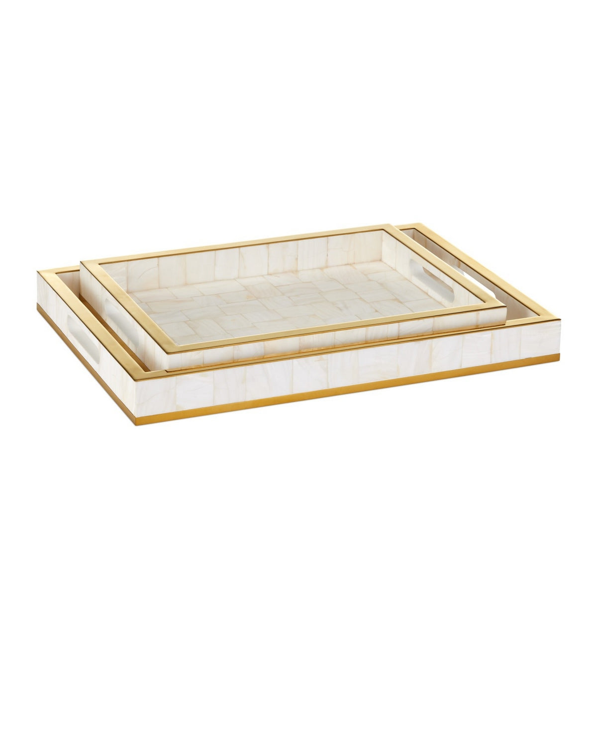 Currey and Company - 1200-1021 - Tray Set of 2 - Casey - Natural/Brass