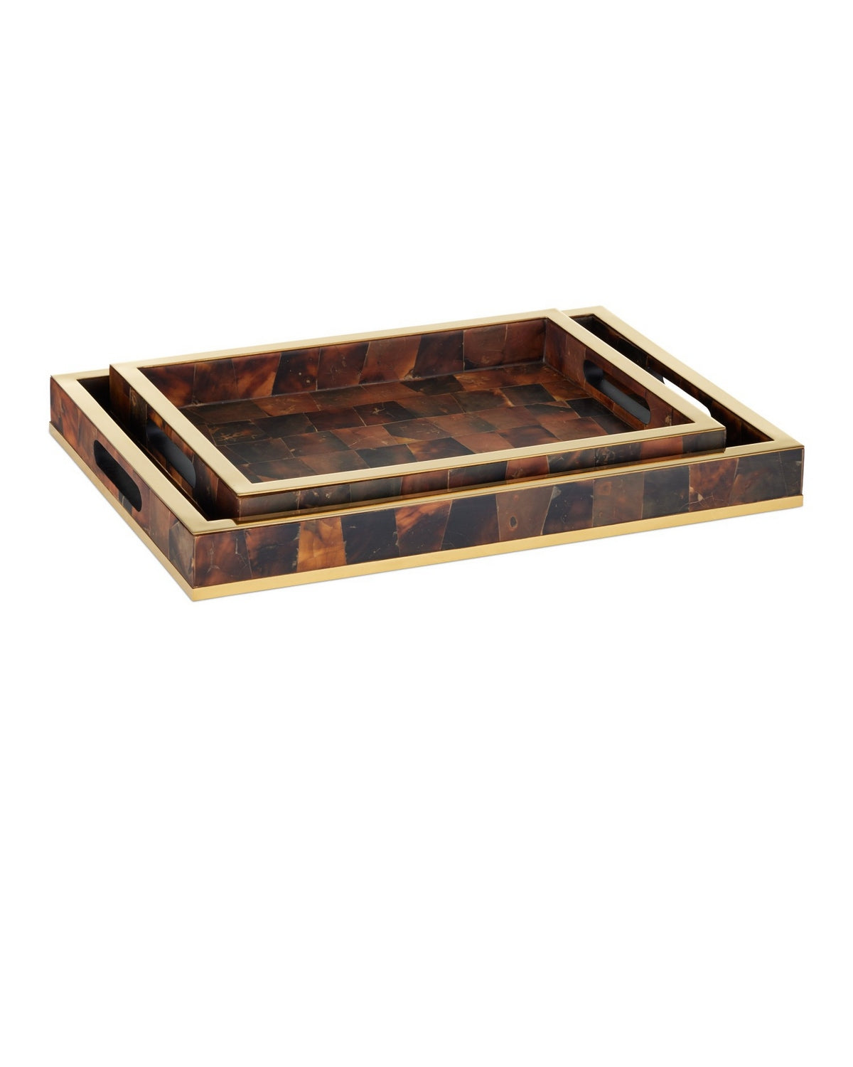 Currey and Company - 1200-1022 - Tray Set of 2 - Casey - Natural/Brass