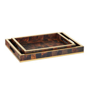 Currey and Company - 1200-1022 - Tray Set of 2 - Casey - Natural/Brass