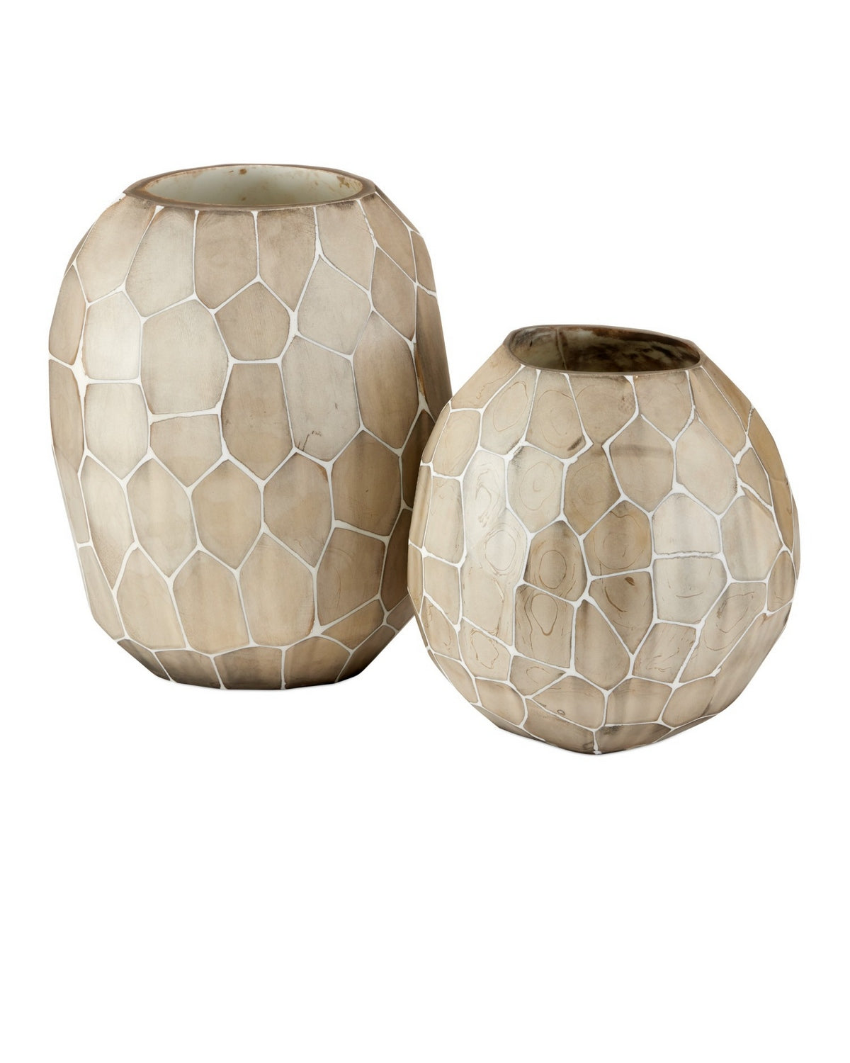 Currey and Company - 1200-1032 - Vase - Runnell - White/Beige/Antique